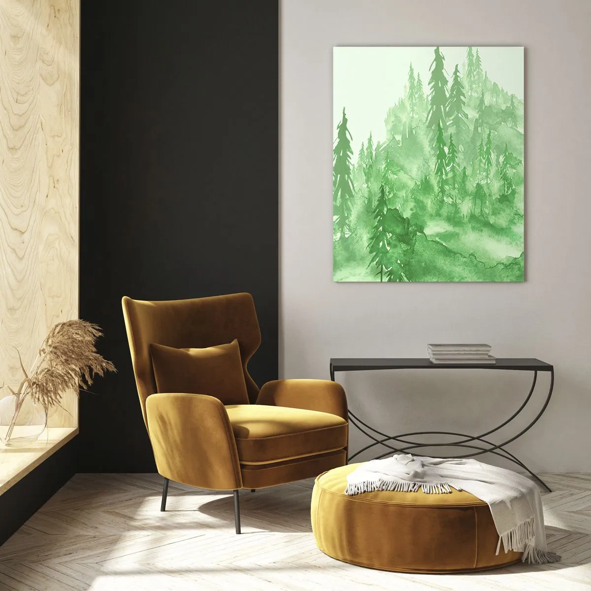Schilderen op glas - Wazig met groene mist - 70x100 cm