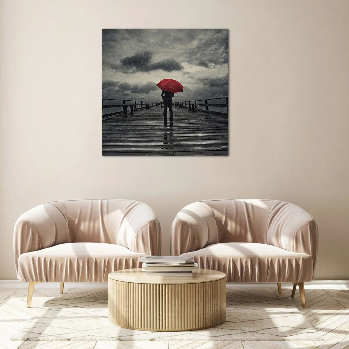 Schilderen op glas - Het maakt niet uit dat het regent - 70x70 cm