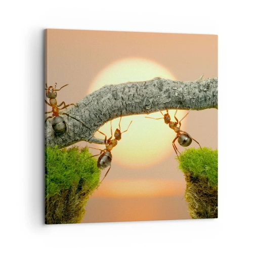 Schilderen op canvas - Gelukkig samenwerken - 60x60 cm