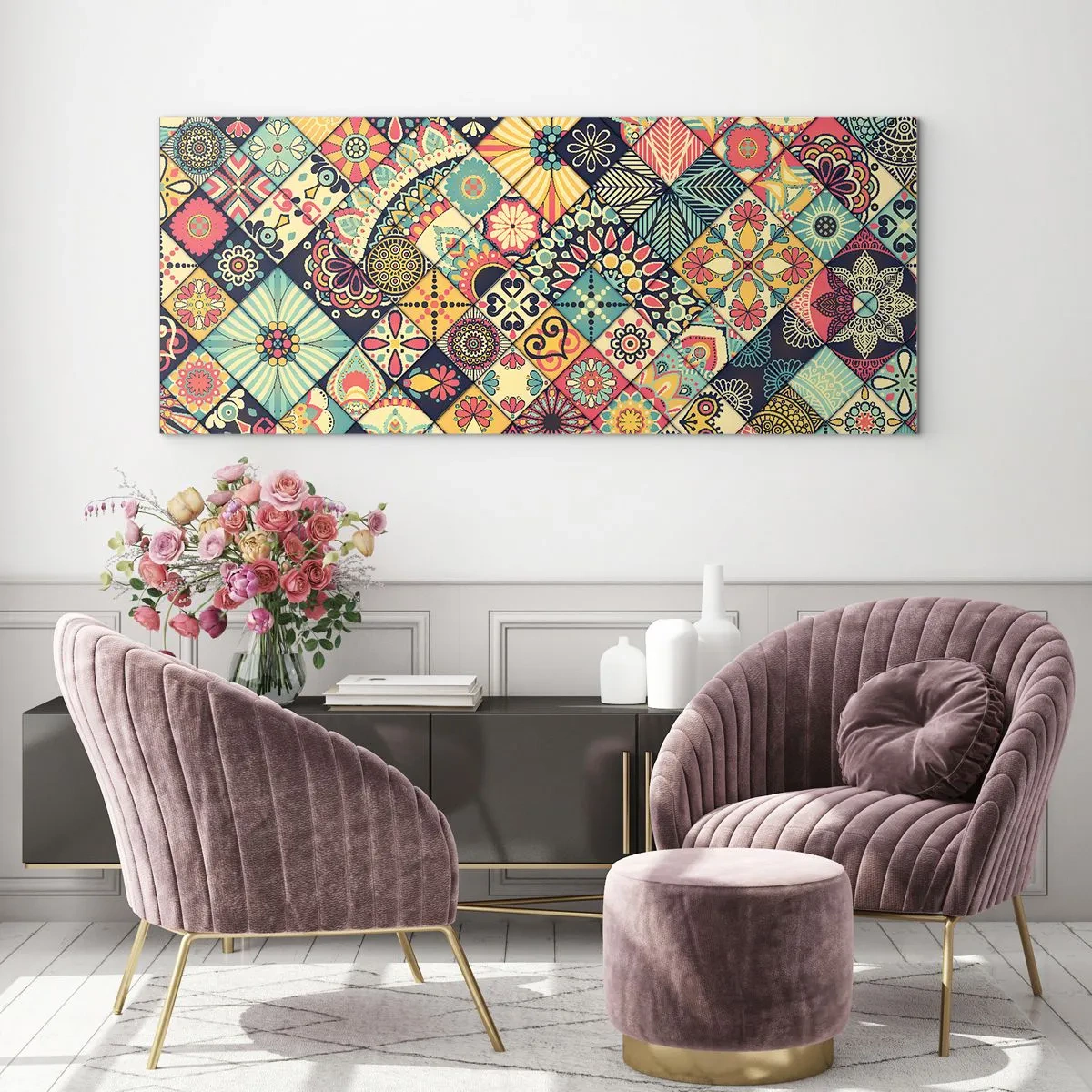 Schilderen op glas - Marokkaanse sfeer - 100x40 cm