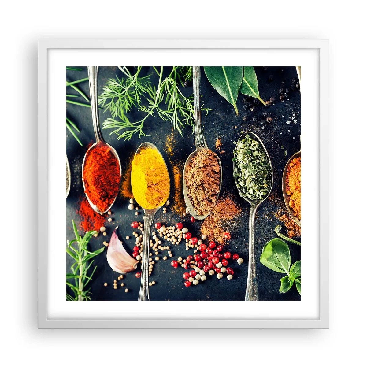 Poster in een witte lijst - Culinaire magie - 50x50 cm