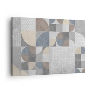 Schilderen op canvas - Geometrisch patroon in pasteltinten - 70x50cm - Keramische fantasie - Moderne wanddecoratie voor woonkamer en slaapkamer ARTTOR