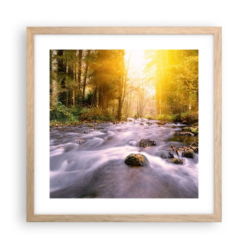 Een poster in een licht eiken lijst - Malachiet in een zilveren en gouden lijst - 40x40 cm