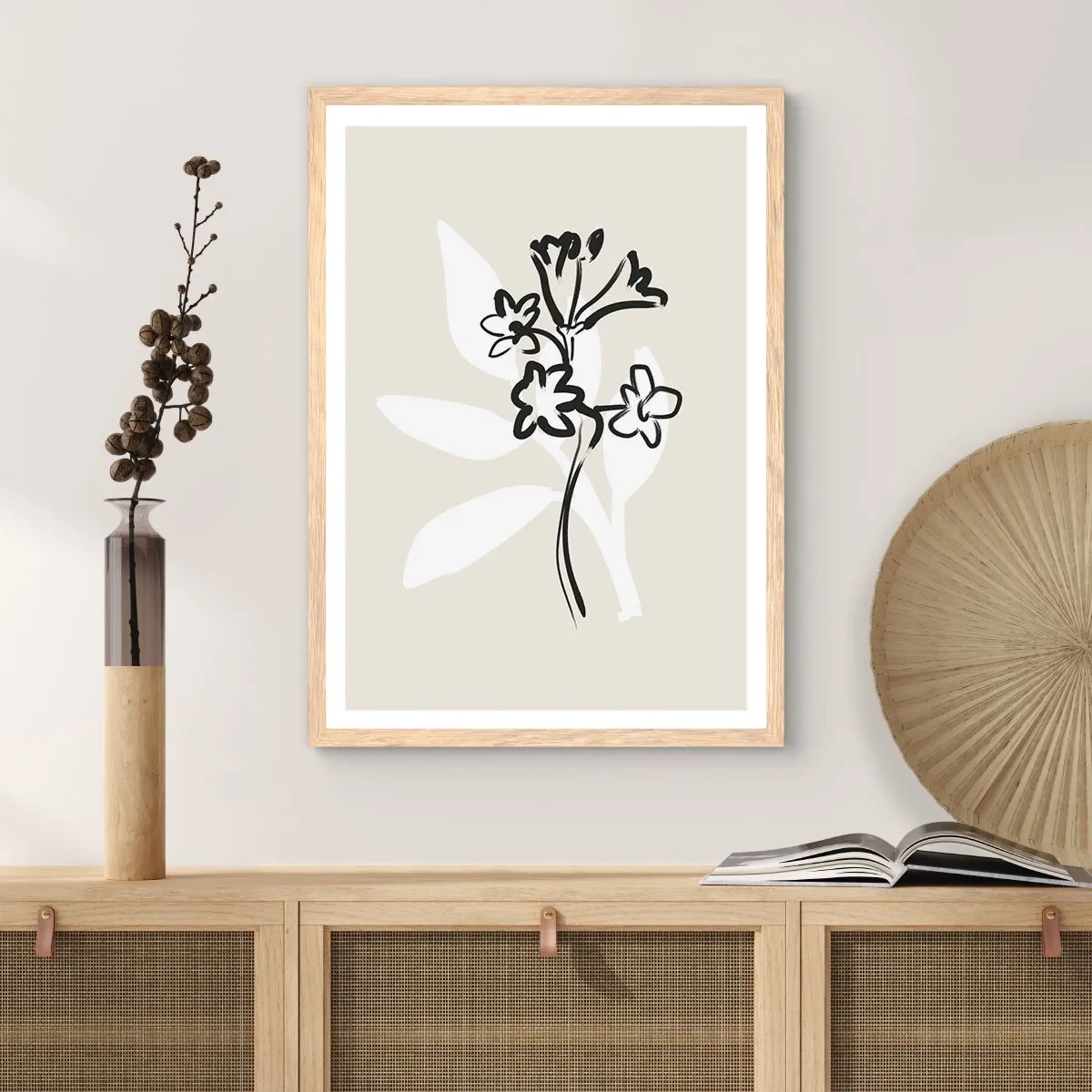 Een poster in een licht eiken lijst - Schets voor het herbarium - 61x91 cm