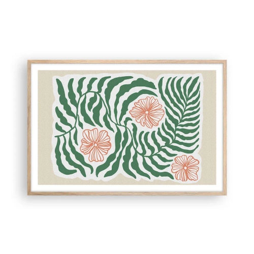 Een poster in een licht eiken lijst - Bloeiend in het groen - 91x61 cm