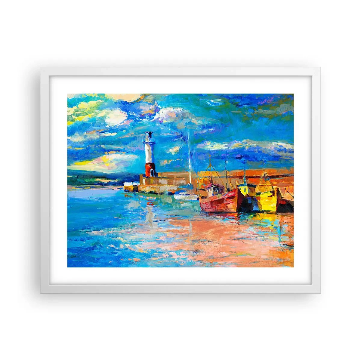 Poster in een witte lijst - Een middag in de regenboogbaai - 50x40 cm