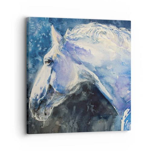 Schilderen op canvas - Portret in een blauwe gloed - 30x30 cm
