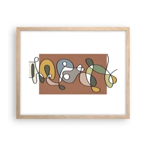 Een poster in een licht eiken lijst - Abstractie die het glimlachen waard is - 50x40 cm