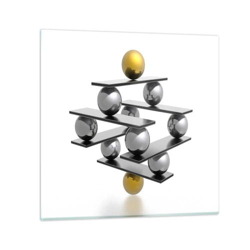Schilderen op glas - Goud-zilver balans - 40x40 cm