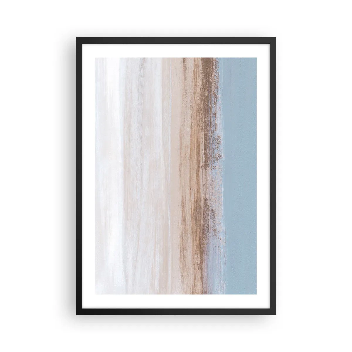 Poster in een zwarte lijst - Minimalistische abstractie in de kleuren van het strand en de zee - 50x70cm - Dubbelzinnig landschap - Moderne wanddecoratie voor woonkamer en slaapkamer ARTTOR