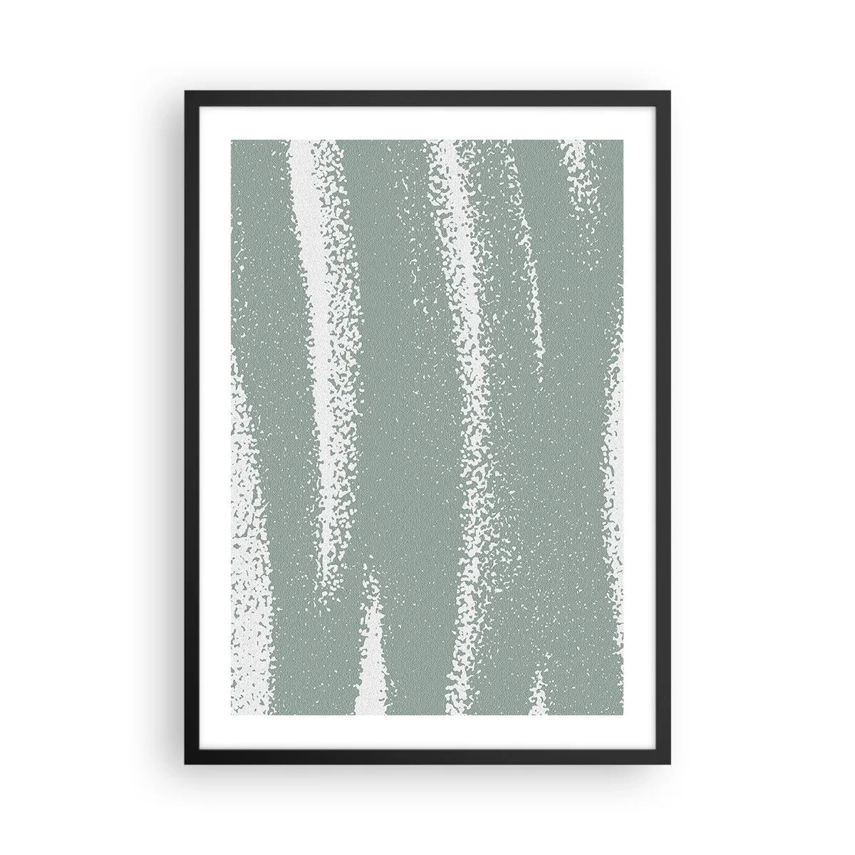 Poster in een zwarte lijst - Een minimalistische compositie in tinten groen en wit - 50x70cm - Abstractie in een winterklimaat - Moderne wanddecoratie voor woonkamer en slaapkamer ARTTOR
