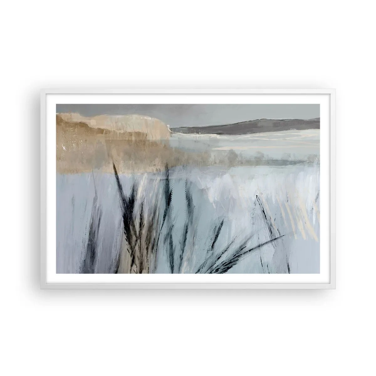 Poster in een witte lijst - Wintervelden - 91x61 cm