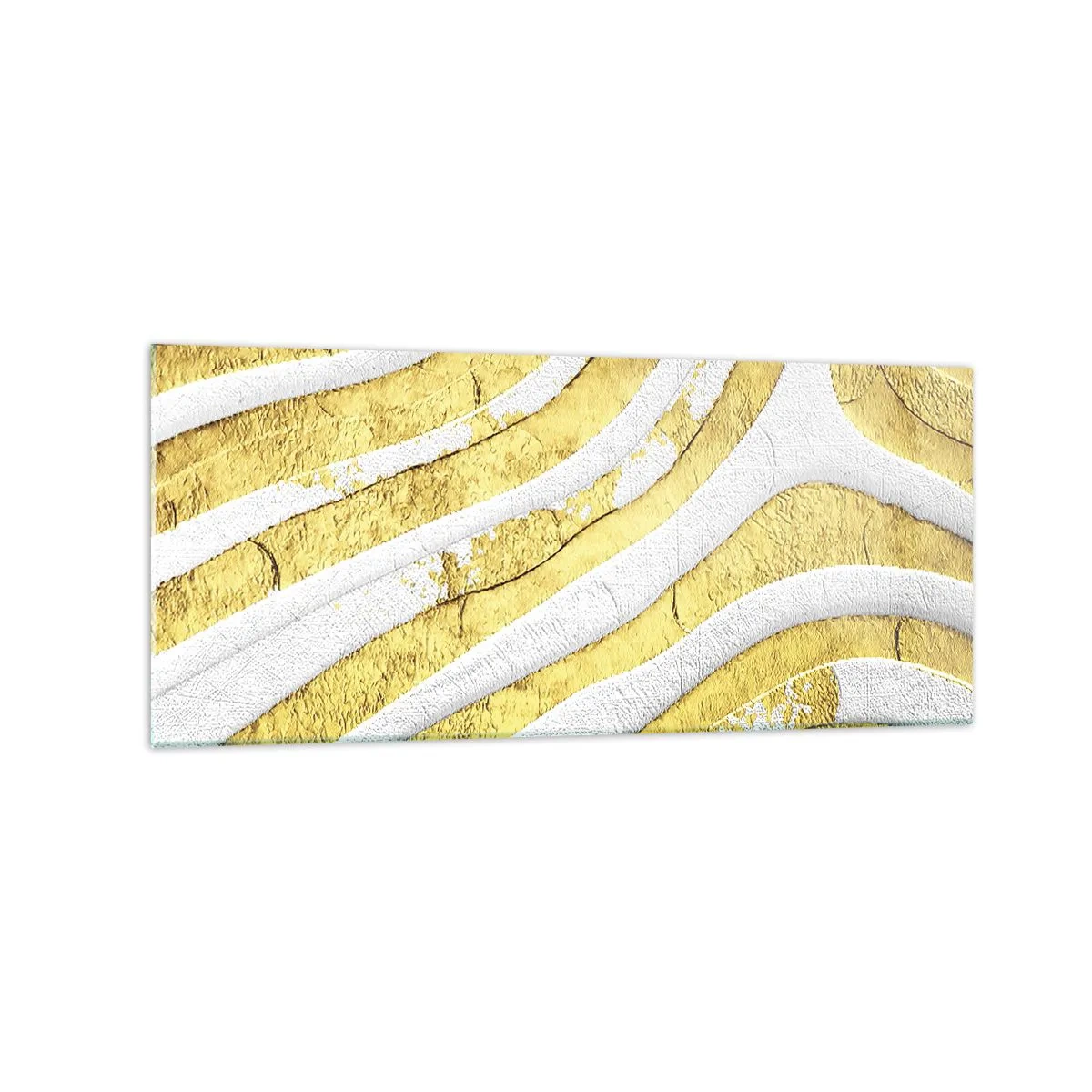 Schilderen op glas - Compositie in wit en goud - 120x50 cm