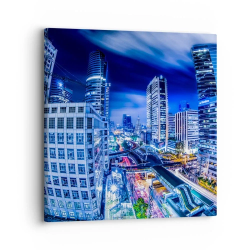 Schilderen op canvas - Ritmes van de nachtstad - 30x30 cm
