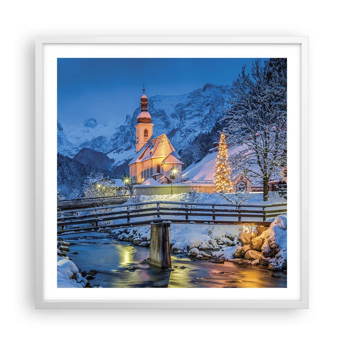 Poster in een witte lijst - Kerstgeest - 60x60 cm