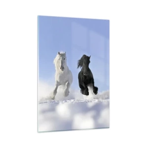 Schilderen op glas - Zwart-wit galop - 80x120 cm
