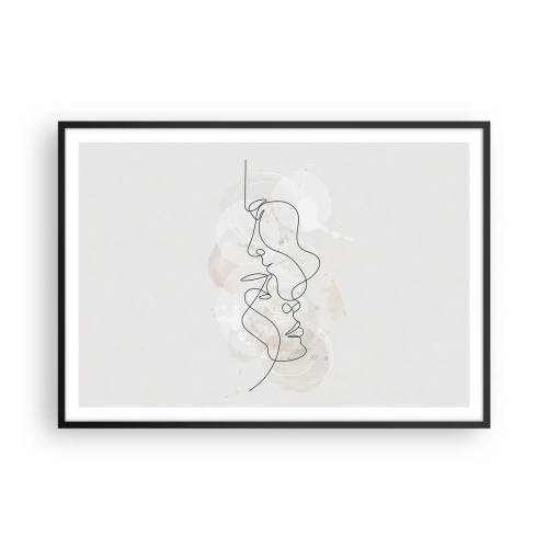 Poster in een zwarte lijst - Verstrikt in een omhelzing - 100x70 cm