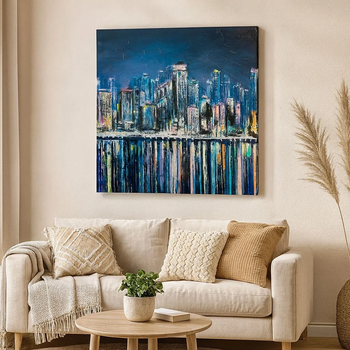 Schilderen op canvas - Cascade van lichten - 30x30 cm