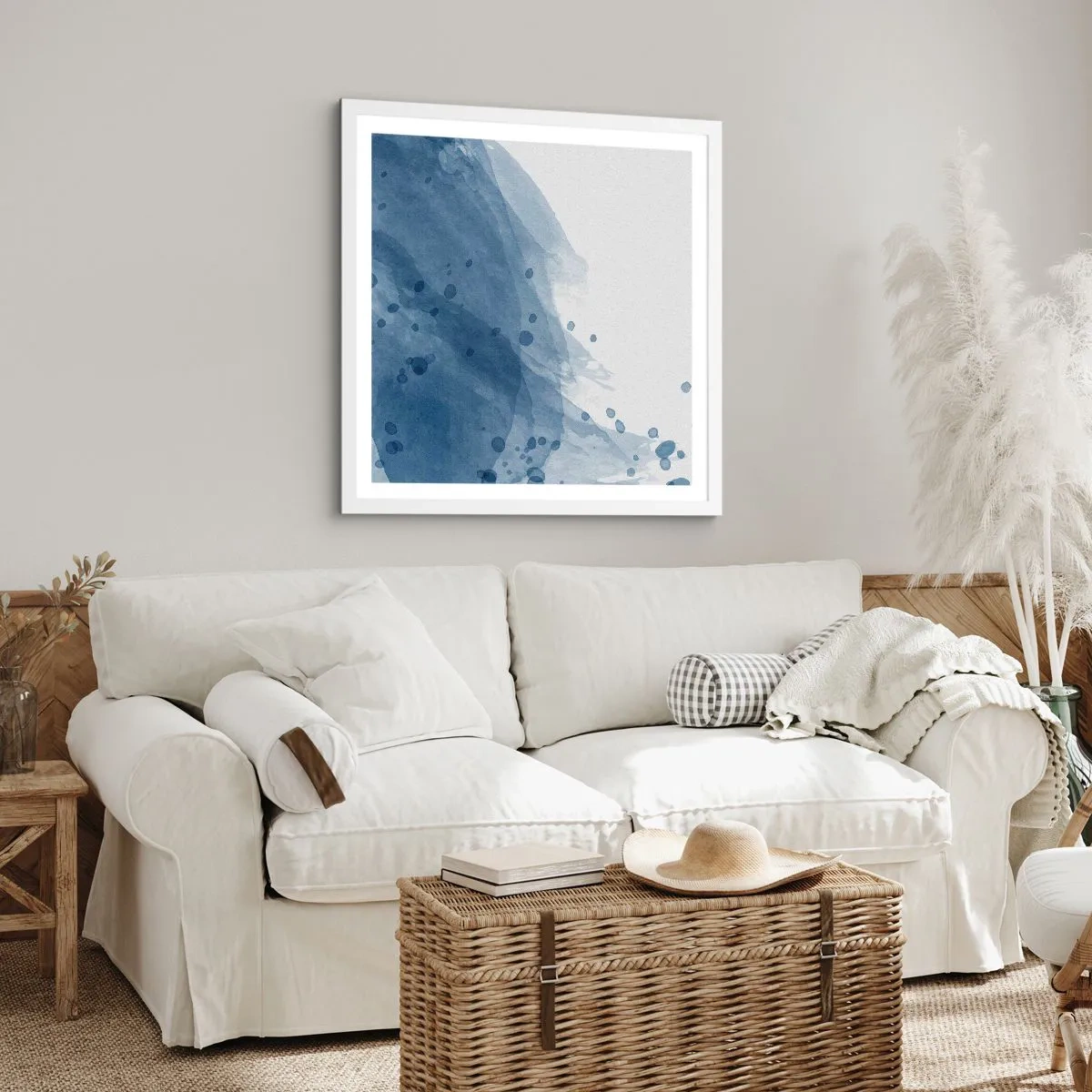 Poster in een witte lijst - Blauwe tule - 40x40 cm