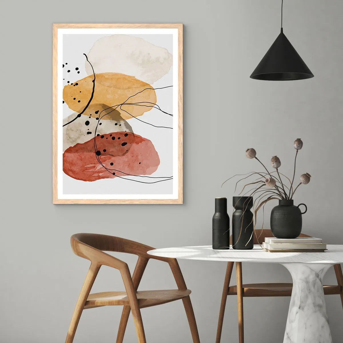 Een poster in een licht eiken lijst - Als lichte, transparante lucht - 50x70 cm