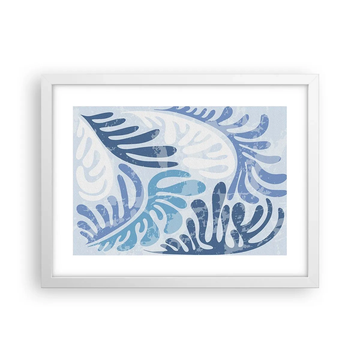 Poster in een witte lijst - Blauwe varens - 40x30 cm