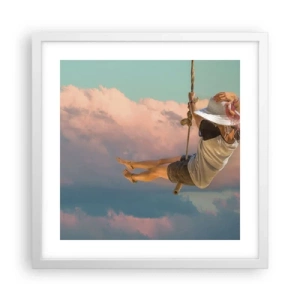 Poster in een witte lijst - Plezier in de wolken - 40x40 cm