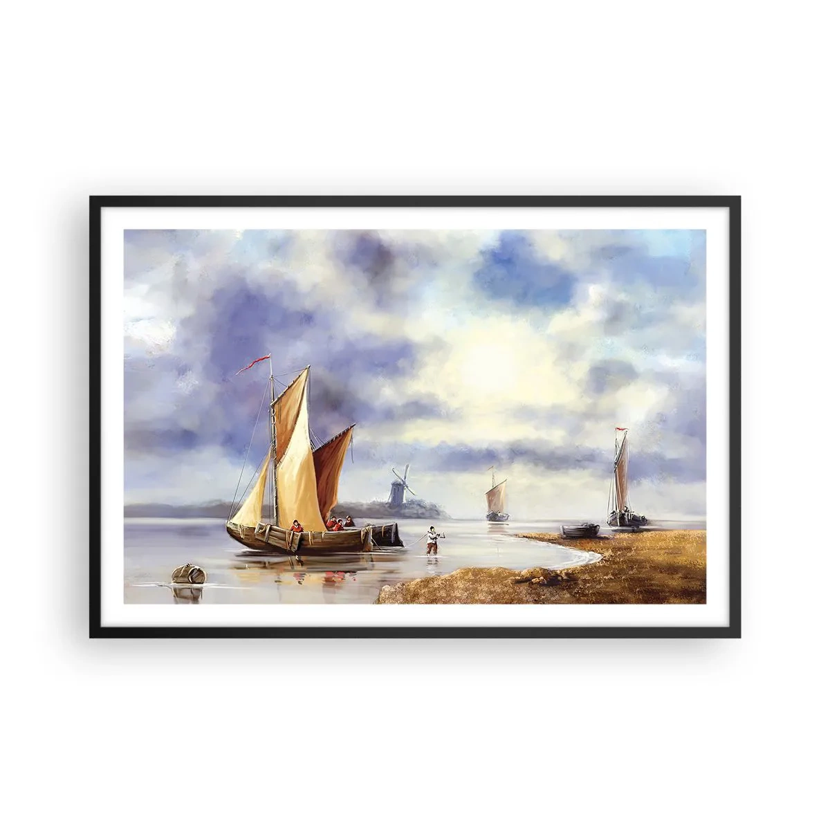 Poster in een zwarte lijst - De terugkeer van zeelieden - 91x61 cm