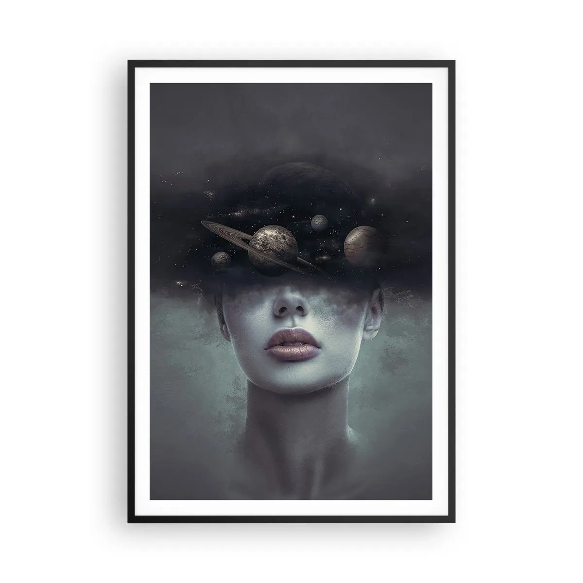 Poster in een zwarte lijst - En de planeten worden gek... - 70x100 cm