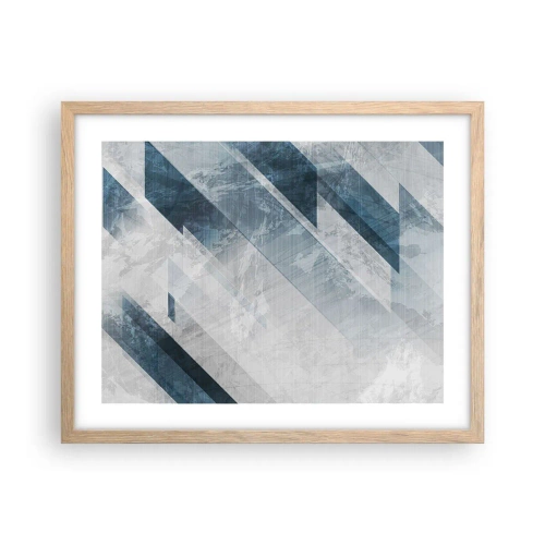 Een poster in een licht eiken lijst - Ruimtelijke compositie - grijze beweging - 50x40 cm
