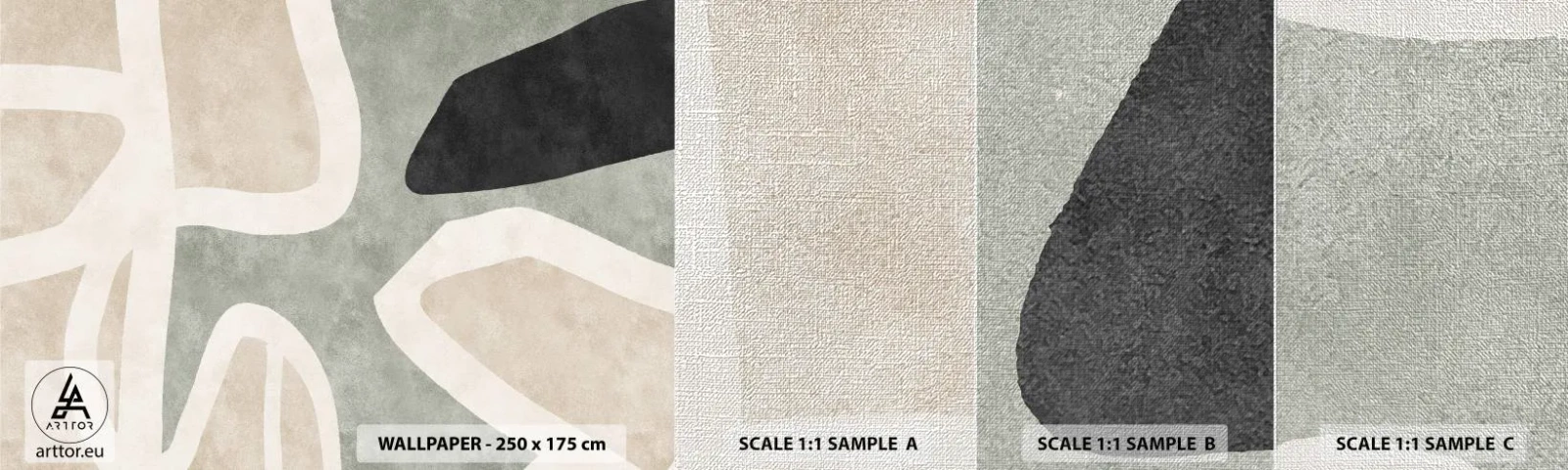 Fotobehang Monster Premium Canvas - Compositie met een zwart motief - Abstractie, Minimalisme, Moderne kunst - 100x30 cm