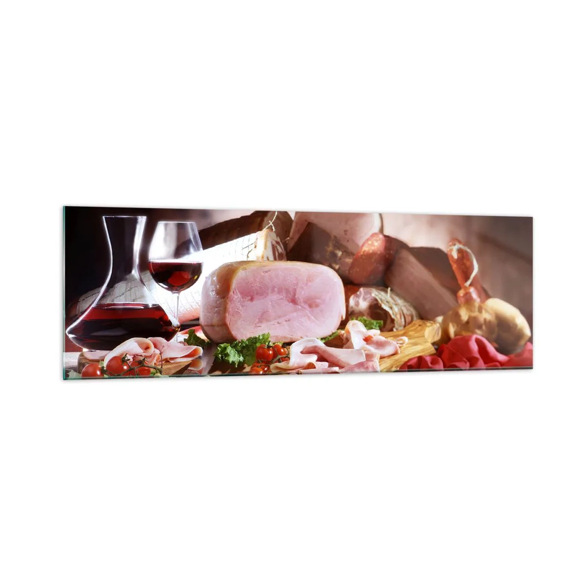 Schilderen op glas - Een culinaire droom met een karaf - 160x50 cm