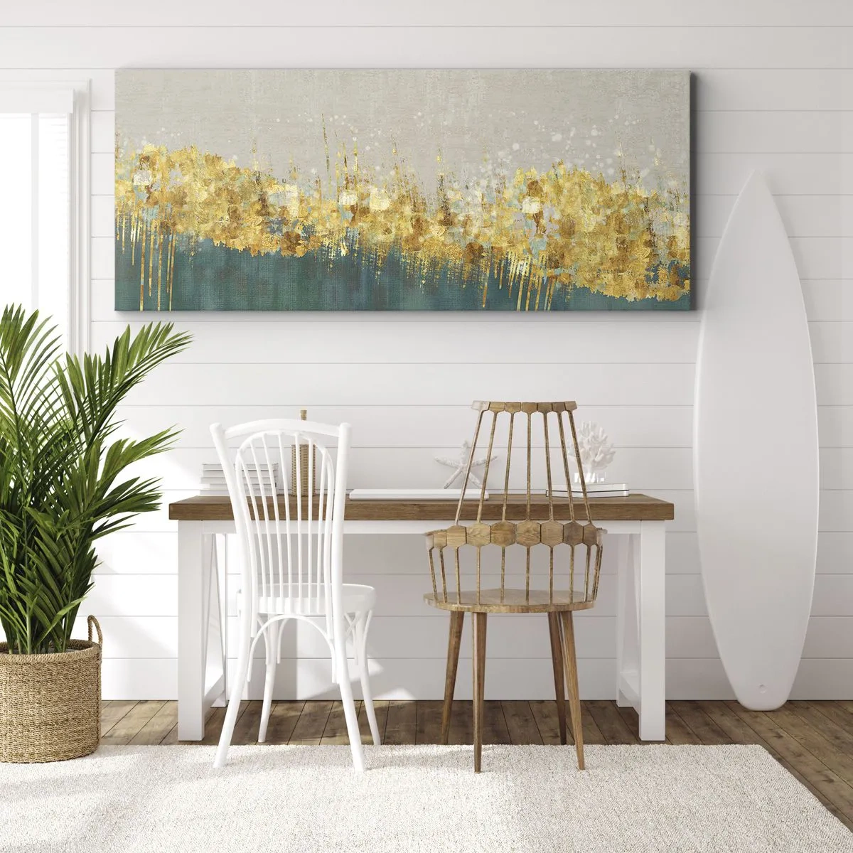 Schilderen op canvas - De gouden rand - 160x50 cm