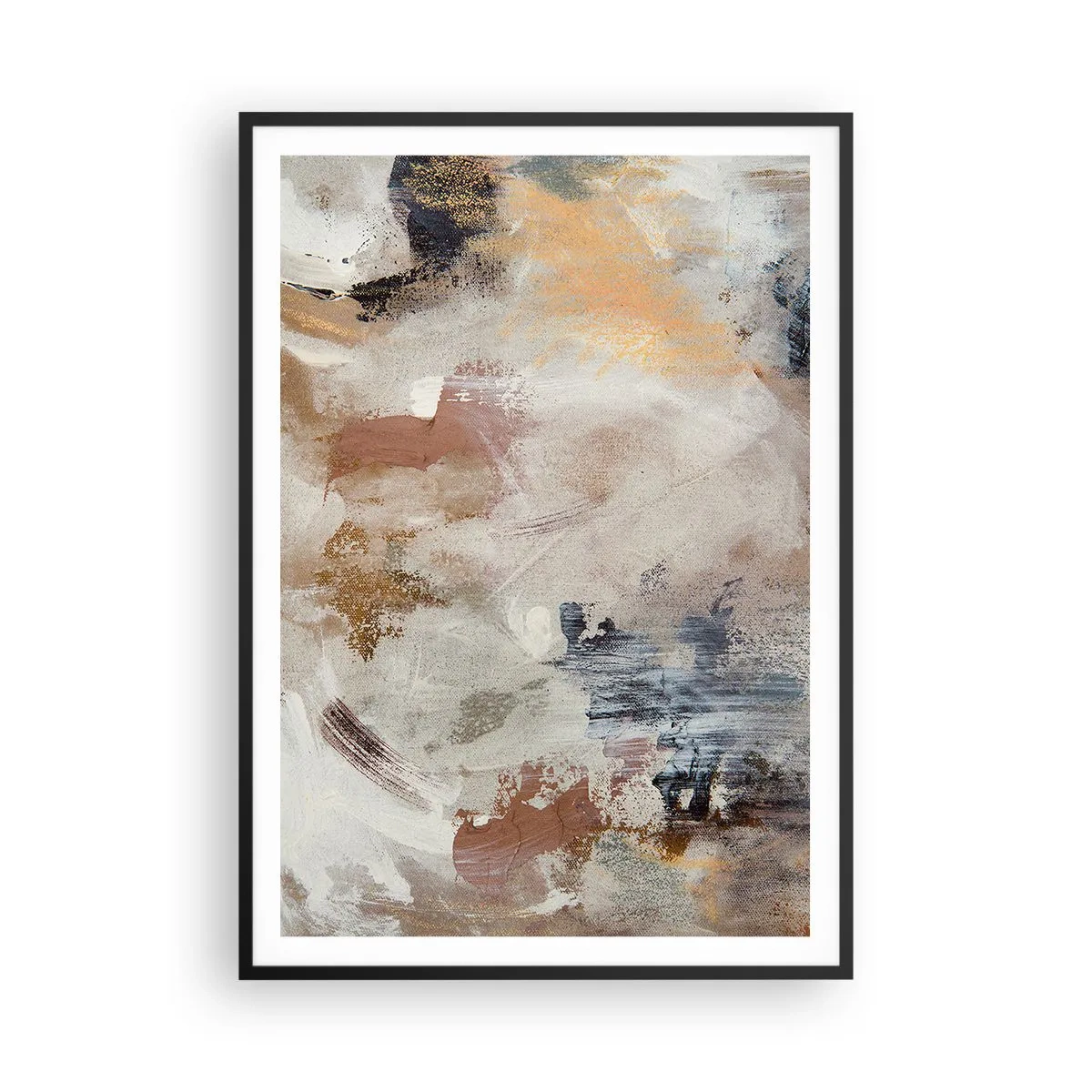 Poster in een zwarte lijst - Mistige abstractie - 70x100 cm