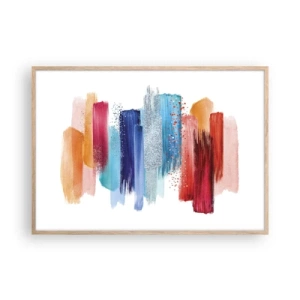 Een poster in een licht eiken lijst - Omhoog en omlaag - 100x70 cm