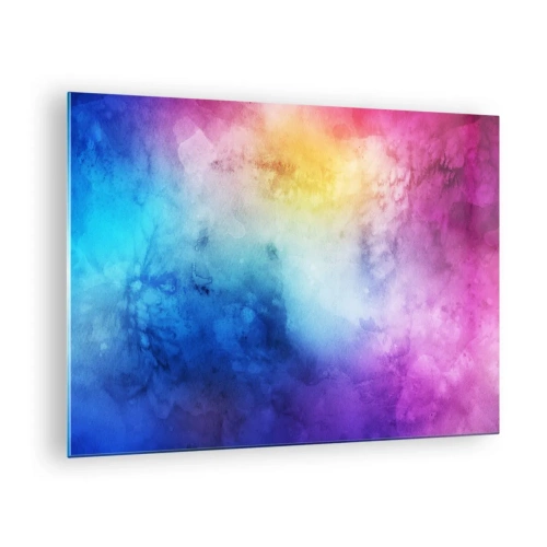 Schilderen op glas - Abstracte compositie in regenboogkleuren met een aquareleffect - 70x50cm - Bijna in de wolken - Moderne wanddecoratie voor woonkamer en slaapkamer ARTTOR