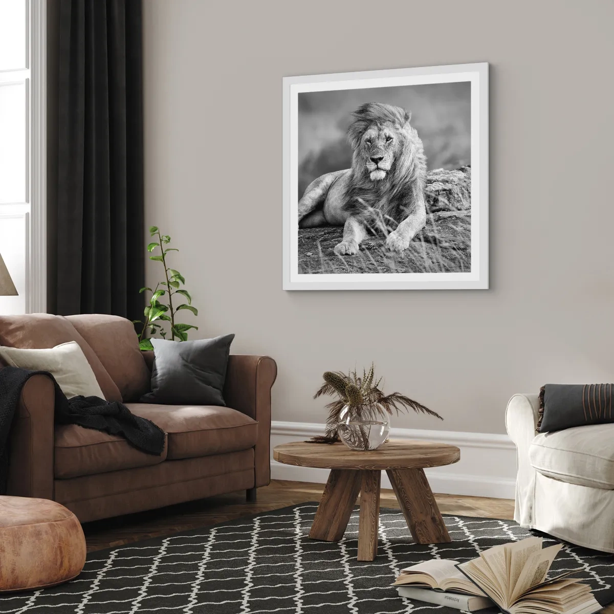 Poster in een witte lijst - Koninklijke siësta - 60x60 cm