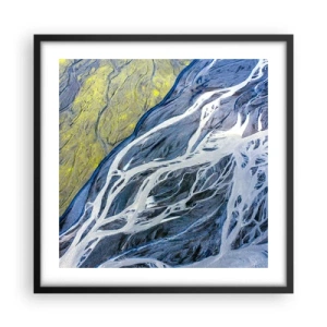 Poster in een zwarte lijst - Rotstekeningen van de natuur - 50x50 cm