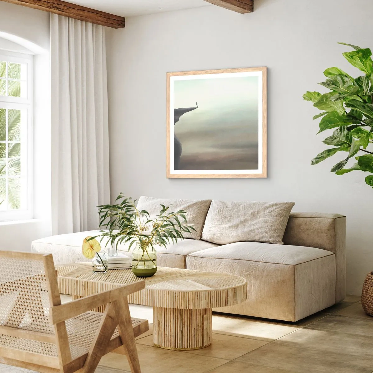 Een poster in een licht eiken lijst - Omhoog, natuurlijk! - 40x40 cm