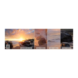 Fotobehang Monster Zelfklevend Deluxe Sticker - Lichtgevende bries van de avond - Landschap, Zee, zonsopkomst - 100x30 cm