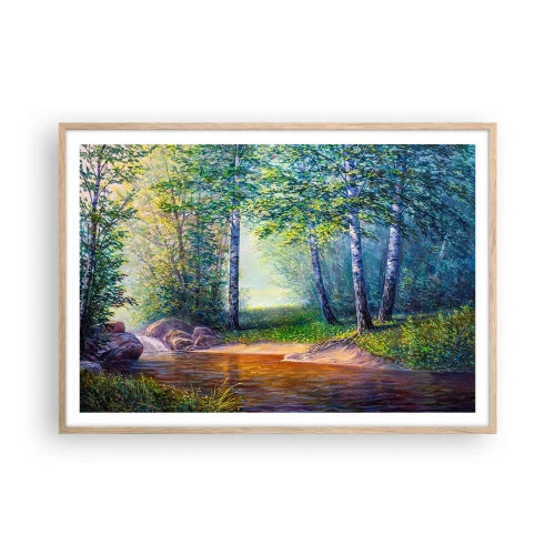 Een poster in een licht eiken lijst - Idyllisch landschap - 100x70 cm