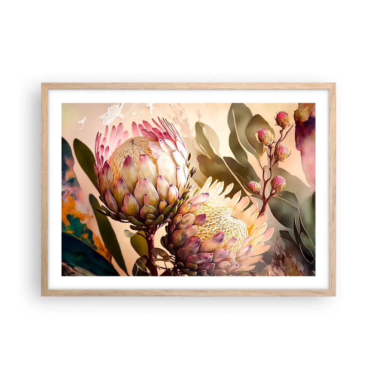 Een poster in een licht eiken lijst - Teeder omarmd - 70x50 cm