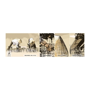 Fotobehang Monster Zelfklevend Deluxe Sticker - Succesvolle oogst - Azië, Rijstplantage, Rijstveld - 100x30 cm