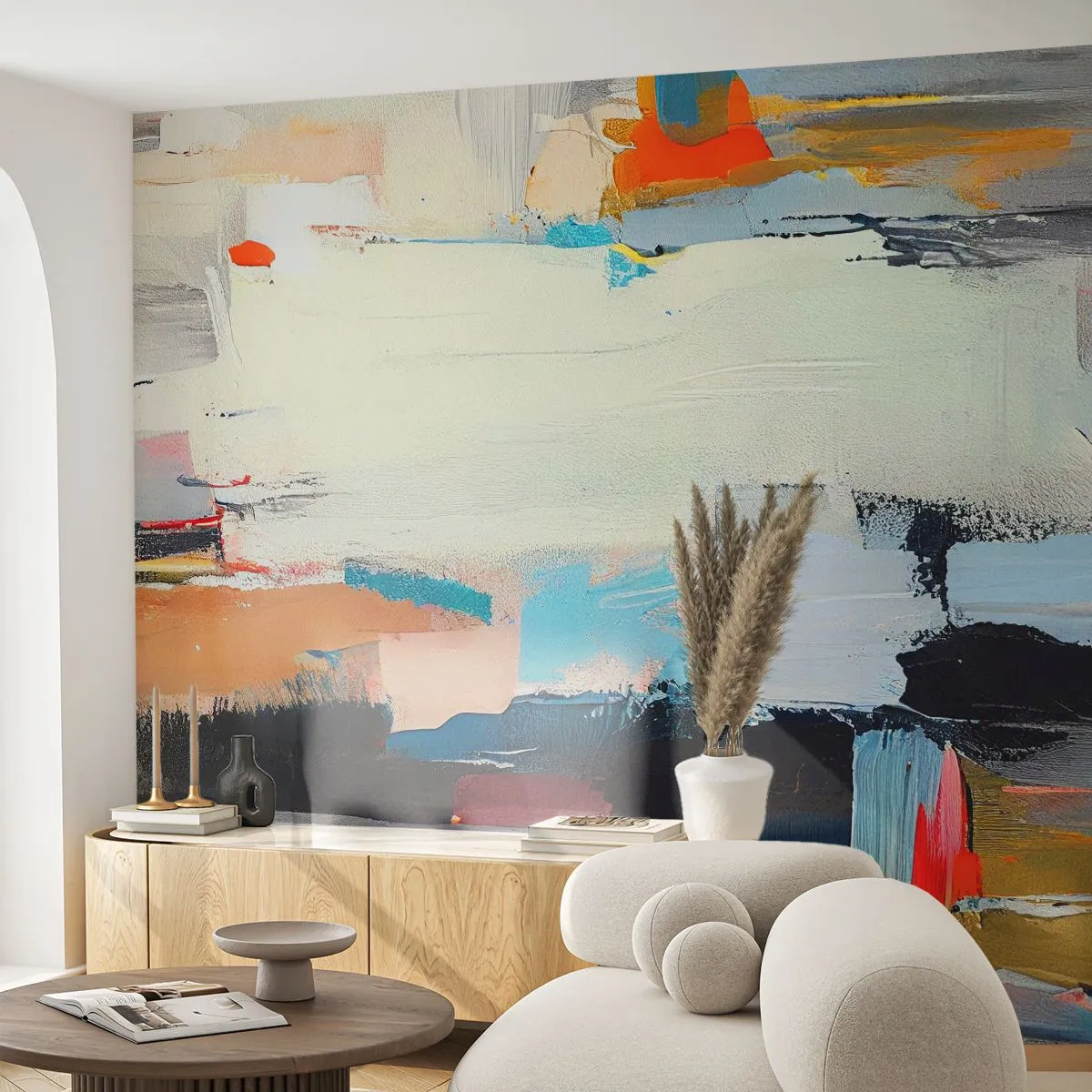 Fotobehang Premium Canvas - Is er een methode? - Modern, Verven, Minimalistisch - 300x210 cm