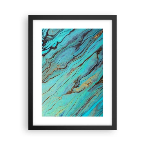 Poster in een zwarte lijst - Turquoise vloed - 30x40 cm