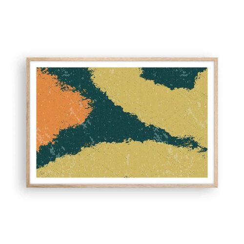 Een poster in een licht eiken lijst - Abstractie – langzame beweging - 91x61 cm
