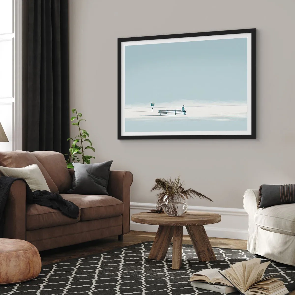 Poster in een zwarte lijst - Ja, ik wacht. - 100x70 cm