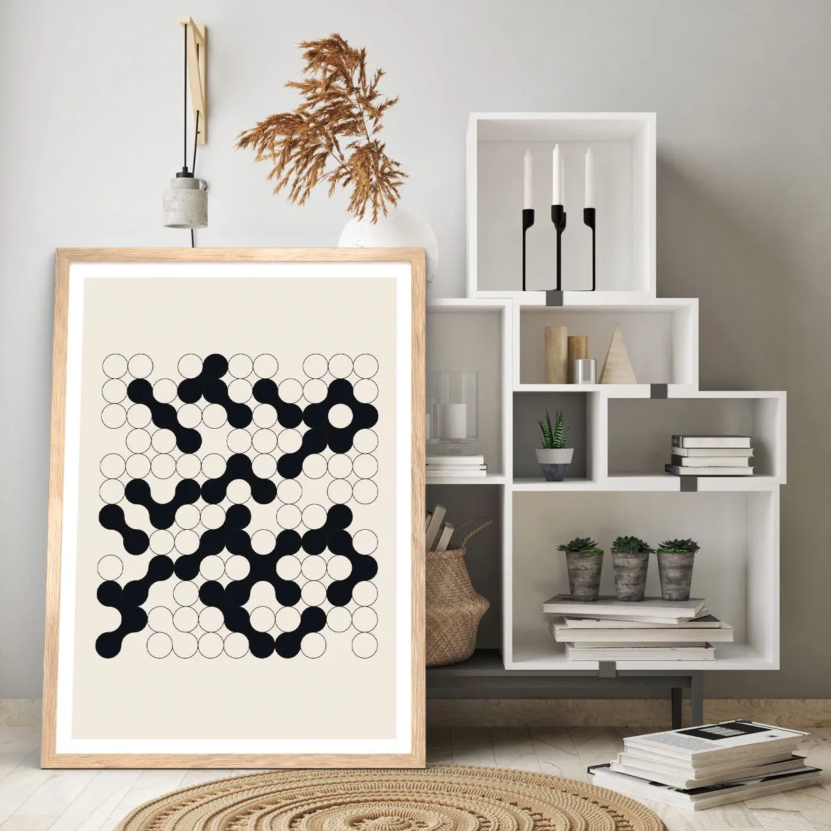 Een poster in een licht eiken lijst - Chinees spel – variatie - 40x50 cm