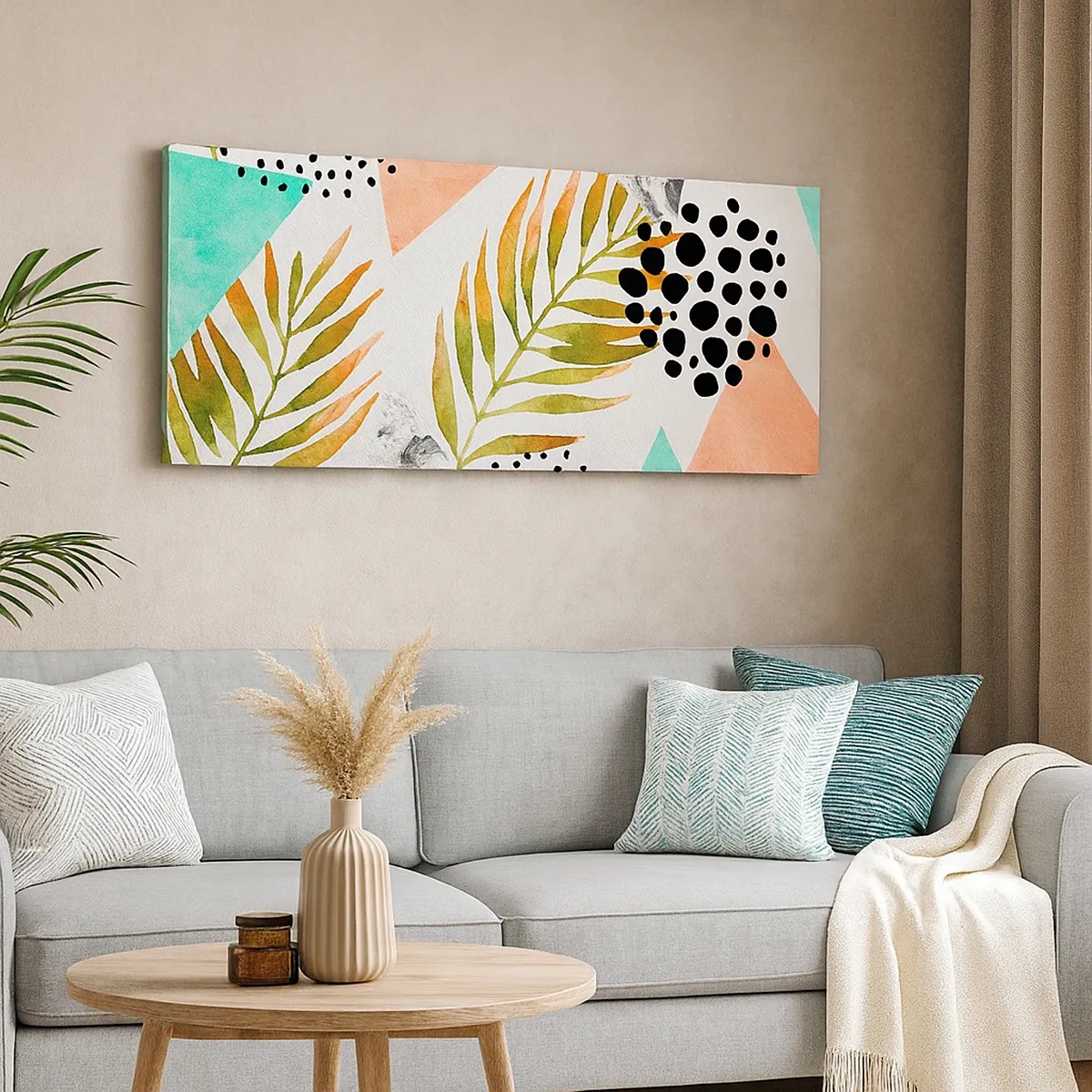 Schilderen op canvas - Decoratie met palmblad - 30x30 cm