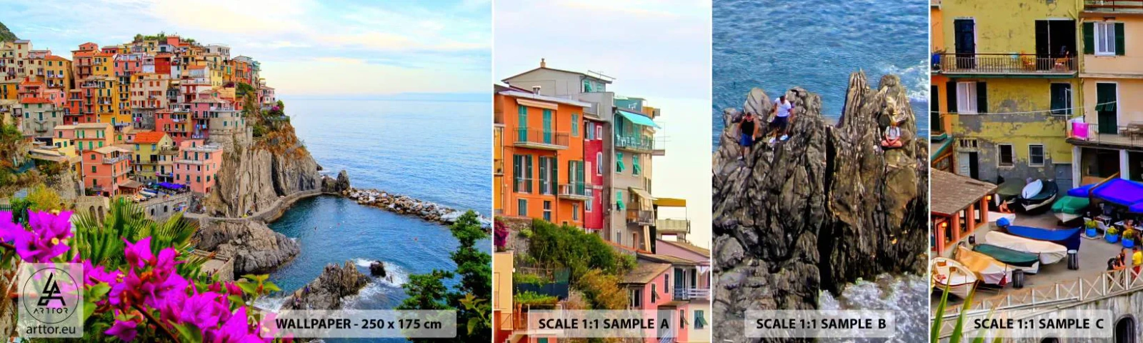 Fotobehang Staaltje Standard Eco - Lachende stad - Landschap, Manarol, Italië - 100x30 cm