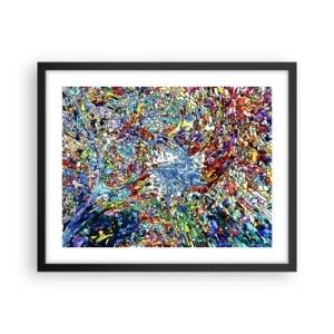 Poster in een zwarte lijst - Glas in lood druppel - 50x40 cm